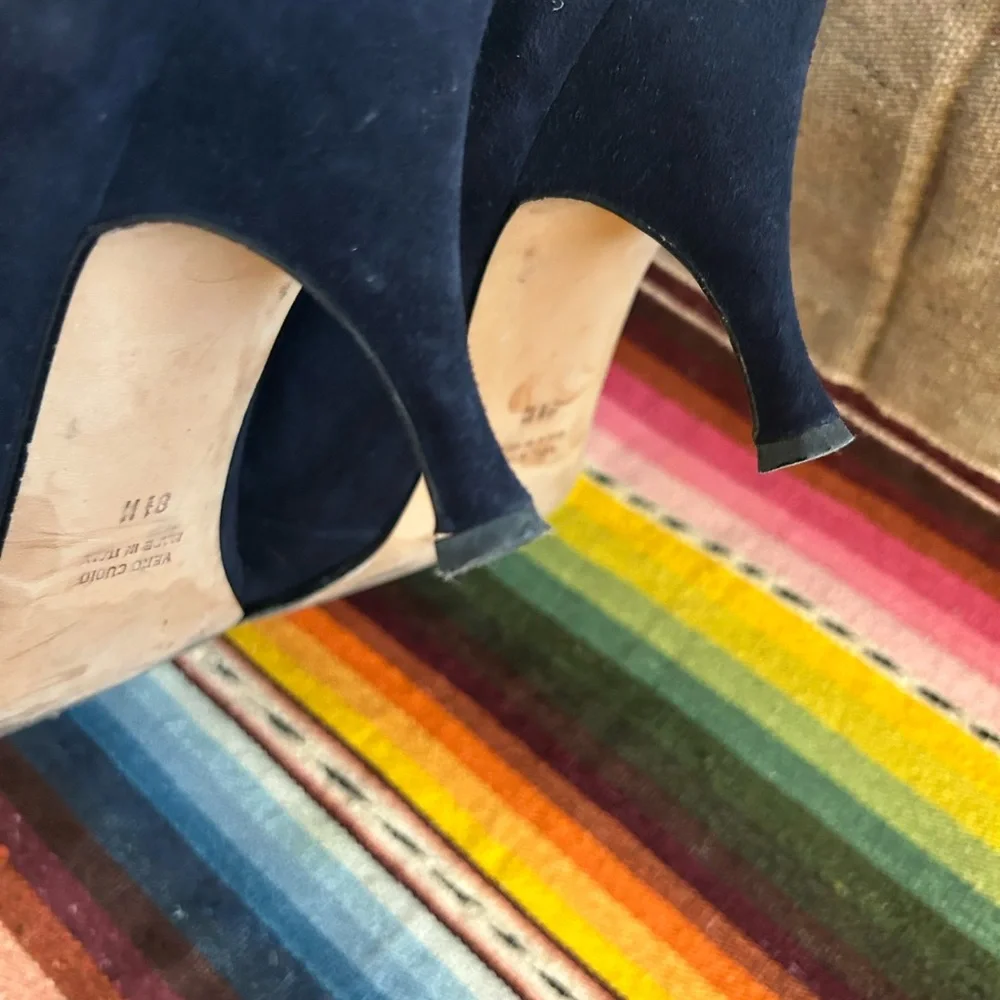 Silvia Fiorentina Dark Blue Suede Heels